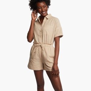 Jordan Short Sleeve Button Down - Medium - Tan Grid